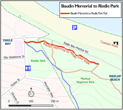 Baudin Memorial to Reidle Park Trail Map