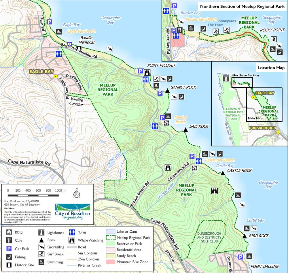Meelup park Beaches map